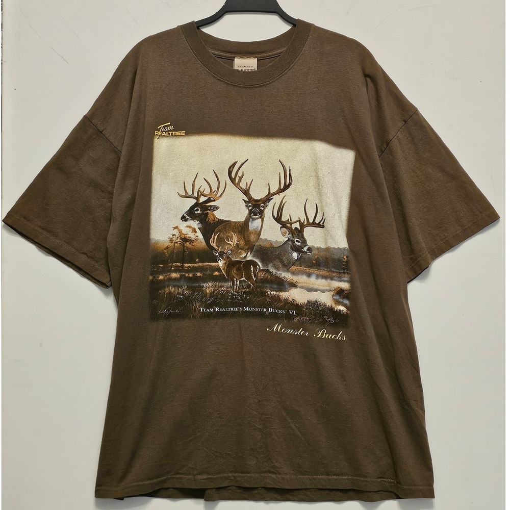 Mens Team Realtree Monster Bucks VI Graphic T-Shirt Brown XXL Made in Canada